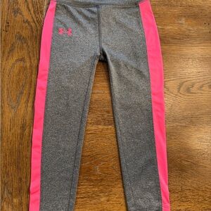 Under Armour Kids Leggings in Gray with Pink Stripes